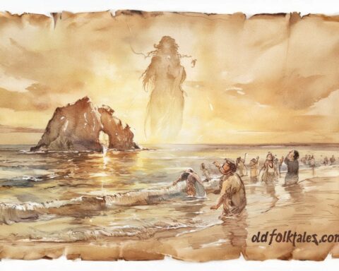 Fouha Rock at Umatac Bay with Fu’una’s spirit creating the first people of Guam.