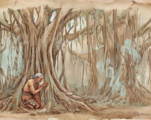 Ancestral spirits among banyan trees in a Chamorro legend from Guam.